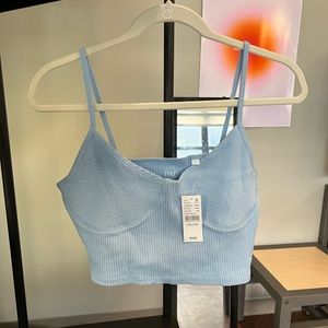 Pacsun Blue Ribbed Cropped Tank Top